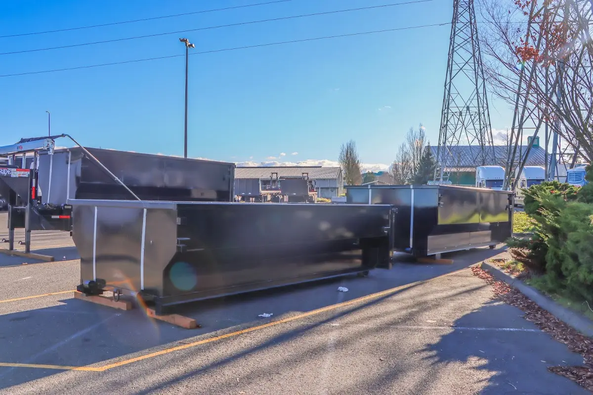 Roll-off dumpster ready for waste disposal at job site for Cleanout Dumpster Rental in Milford Mill